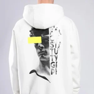 FELPA CON CAPPUCCIO "ART" - Col. Bianco