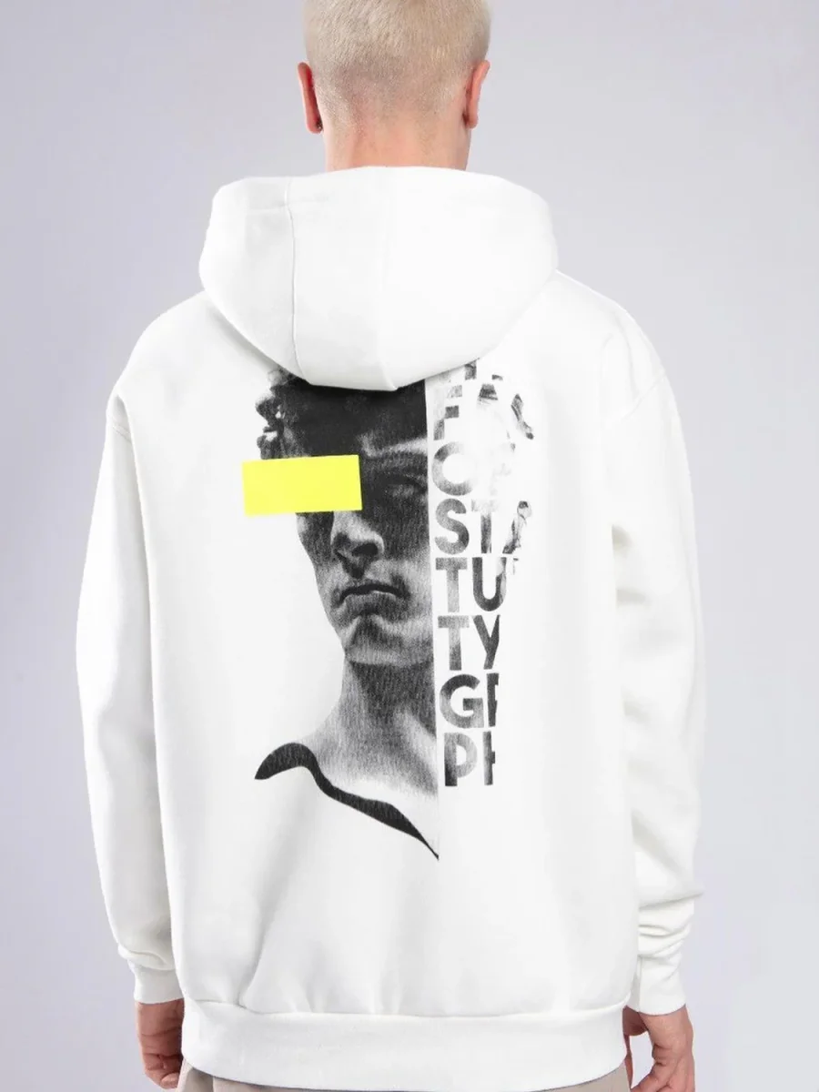 FELPA CON CAPPUCCIO "ART" - Col. Bianco