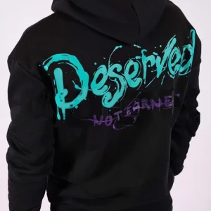 FELPA CON CAPUCCIO "DESERVED" - Col. Nero