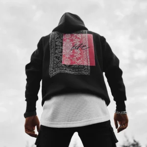 FELPA CON CAPPUCCIO FAKE LIFE BLACK