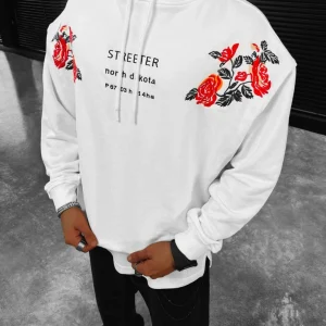 FELPA CON CAPPUCCIO ROSE - WHITE