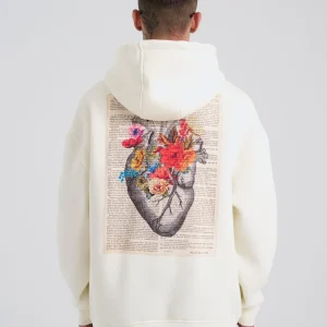 FELPA CON CAPPUCCIO "HEART OF GLASS" - Col. Bianco