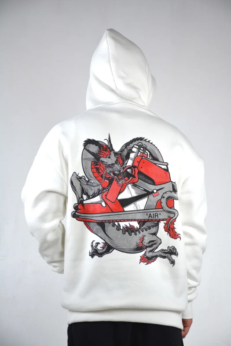 FELPA CON CAPPUCCIO "AIR DRAGON" - WHITE - immagine 7