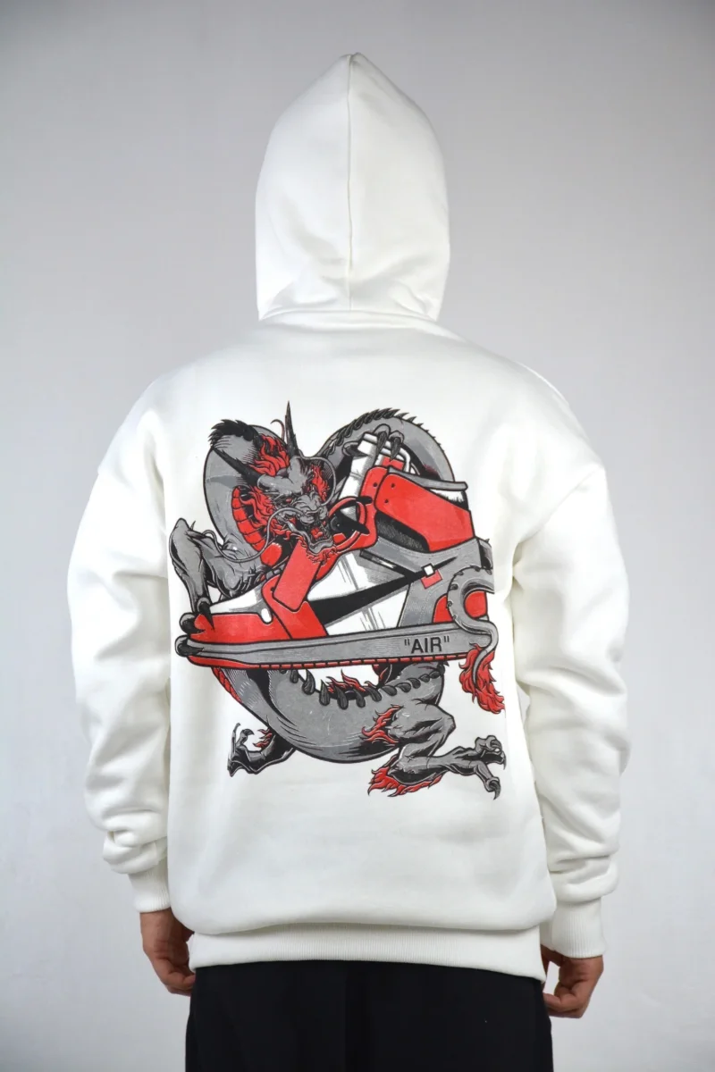 FELPA CON CAPPUCCIO "AIR DRAGON" - WHITE