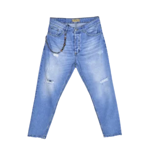 DENIM CARROT JEANS CON STRAPPI
