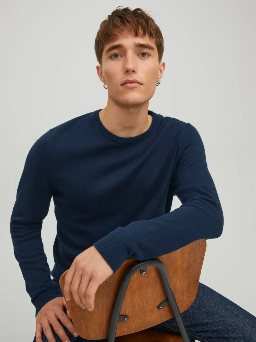 JACK & JONES MAGLIONE GIROCOLLO BASIC - Col. Dark navy - immagine 3