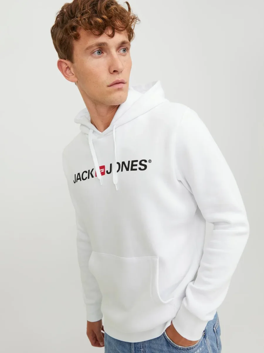 JACK & JONES FELPA CON CAPPUCCIO - Col. Bianco - immagine 3