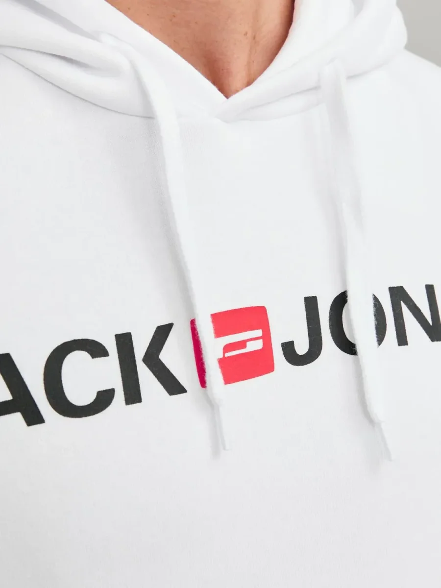 JACK & JONES FELPA CON CAPPUCCIO - Col. Bianco - immagine 4