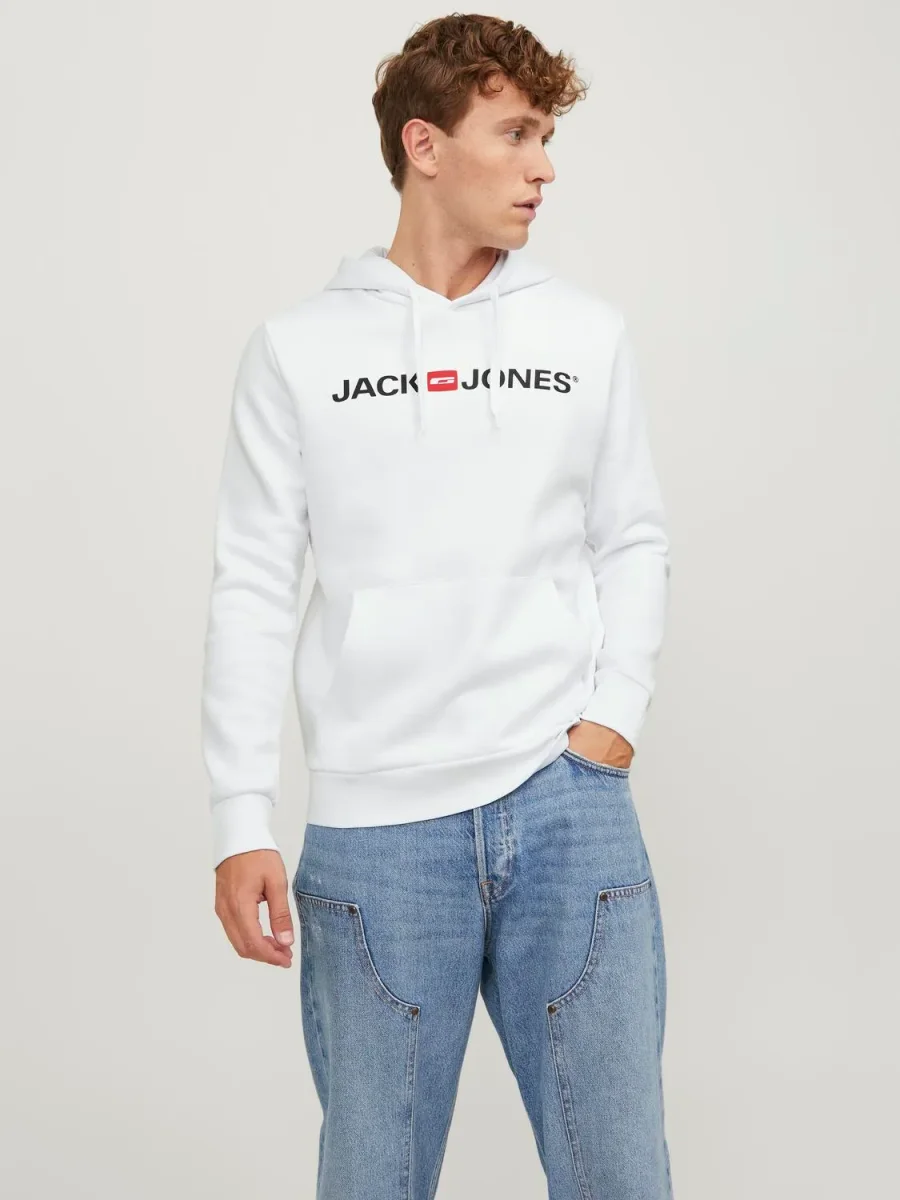 JACK & JONES FELPA CON CAPPUCCIO - Col. Bianco - immagine 2