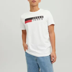 JACK & JONES T-SHIRT CON LOGO GIROCOLLO - Col. bianco