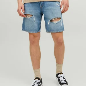 JACK & JONES BERMUDA IN JEANS CON ROTTURE - BLUE DENIM