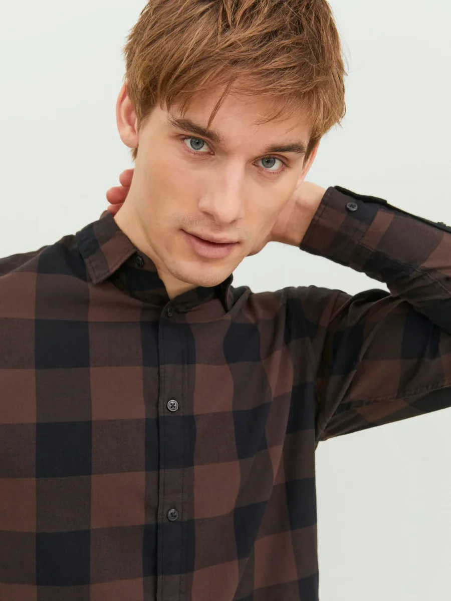 JACK & JONES CAMICIA A QUADRI UOMO - Col. Marrone - immagine 3