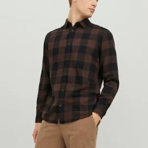 JACK & JONES CAMICIA A QUADRI UOMO - Col. Marrone