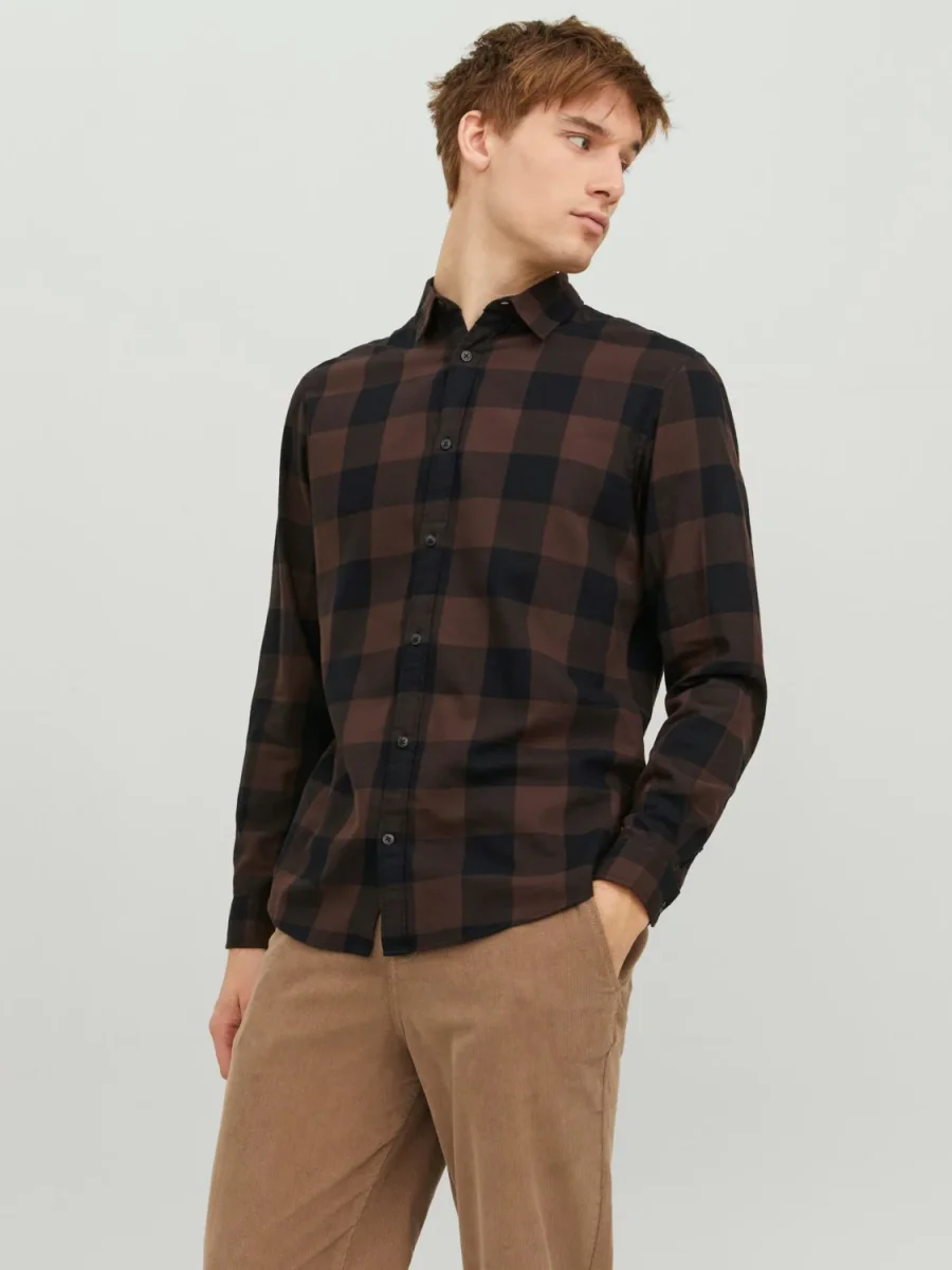 JACK & JONES CAMICIA A QUADRI UOMO - Col. Marrone - immagine 2