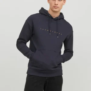 JACK & JONES FELPA CON CAPPUCCIO "ESSENTIALS" - Col. Blu scuro