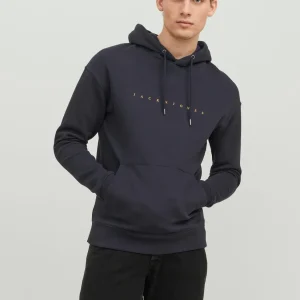 JACK & JONES FELPA CON CAPPUCCIO "ESSENTIALS" - Col. Dark Navy