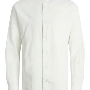 JACK & JONES CAMICIA IN MISTO LINO COLLO COREANA - Col. Bianco