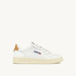 AUTRY Sneakers Medalist Low In Pelle Bianca e Sabbia