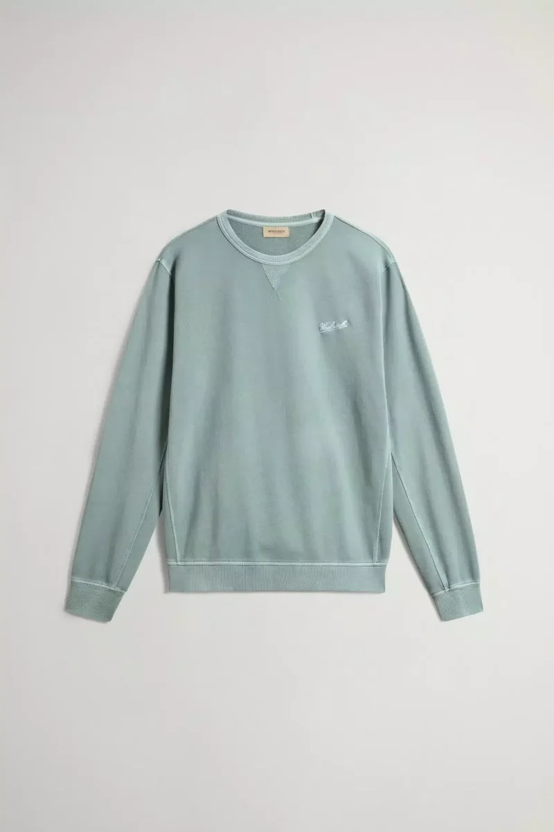 WOOLRICH Felpa girocollo in puro cotone leggero tinta in capo - immagine 3