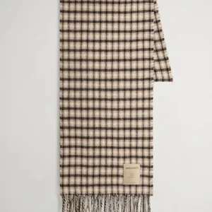 WOOLRICH Sciarpa in pura lana con motivo a quadri in jacquard