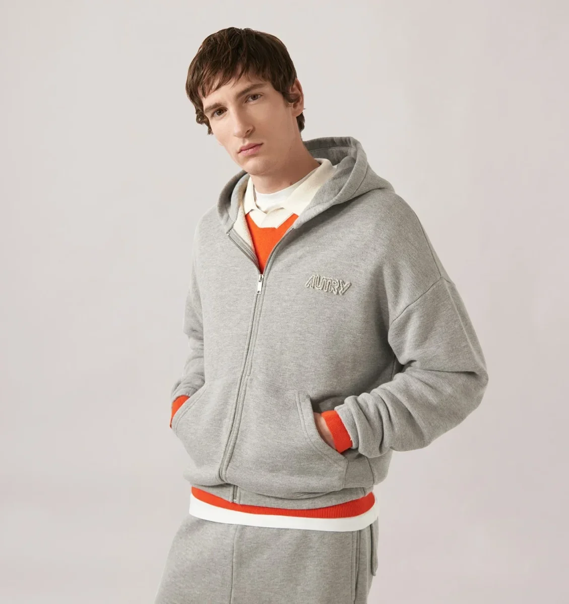 AUTRY Felpa a zip intera con cappuccio e logo in tono - immagine 4