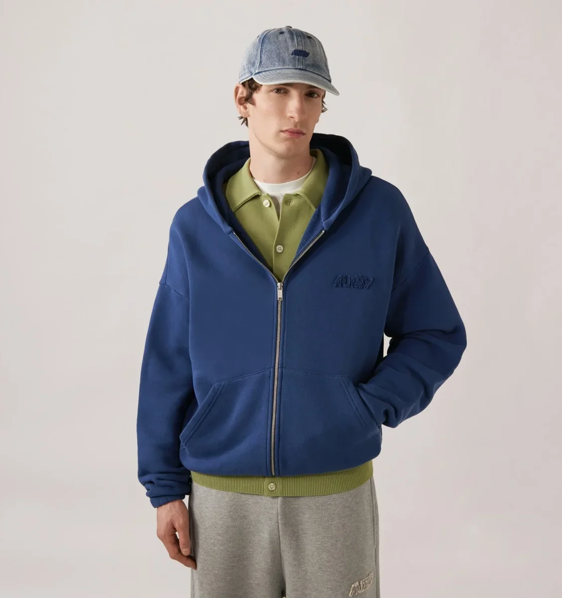 AUTRY Felpa a zip intera con cappuccio e logo in tono - immagine 4