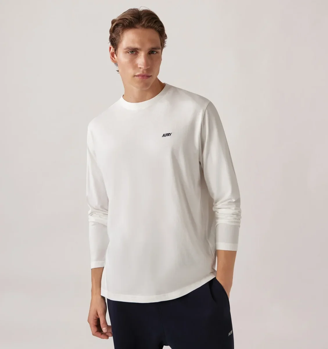 AUTRY T-shirt in cotone a manica lunga con logo ricamato - immagine 4