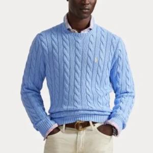 POLO RALPH LAUREN Maglia girocollo in cotone a trecce