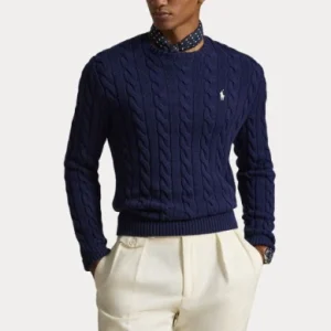 POLO RALPH LAUREN Maglia girocollo in cotone a trecce