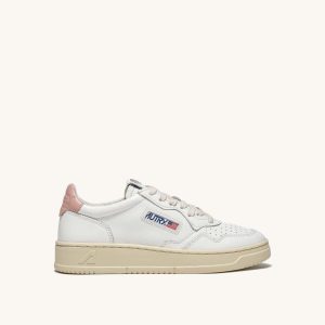 AUTRY Sneakers Medalist Low In Pelle Bianca e Rosa