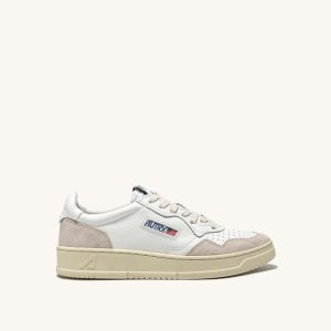 AUTRY Sneakers Medalist Low In Pelle Bianca e Suede Beige
