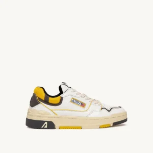 AUTRY Sneakers Clc In Pelle Colore Bianco, Giallo e Suede Grigio