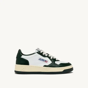 AUTRY Sneakers Medalist Low Bicolor In Pelle Bianca e Verde scuro