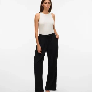 VERO MODA Wide leg Pantaloni in Lino - col. Nero