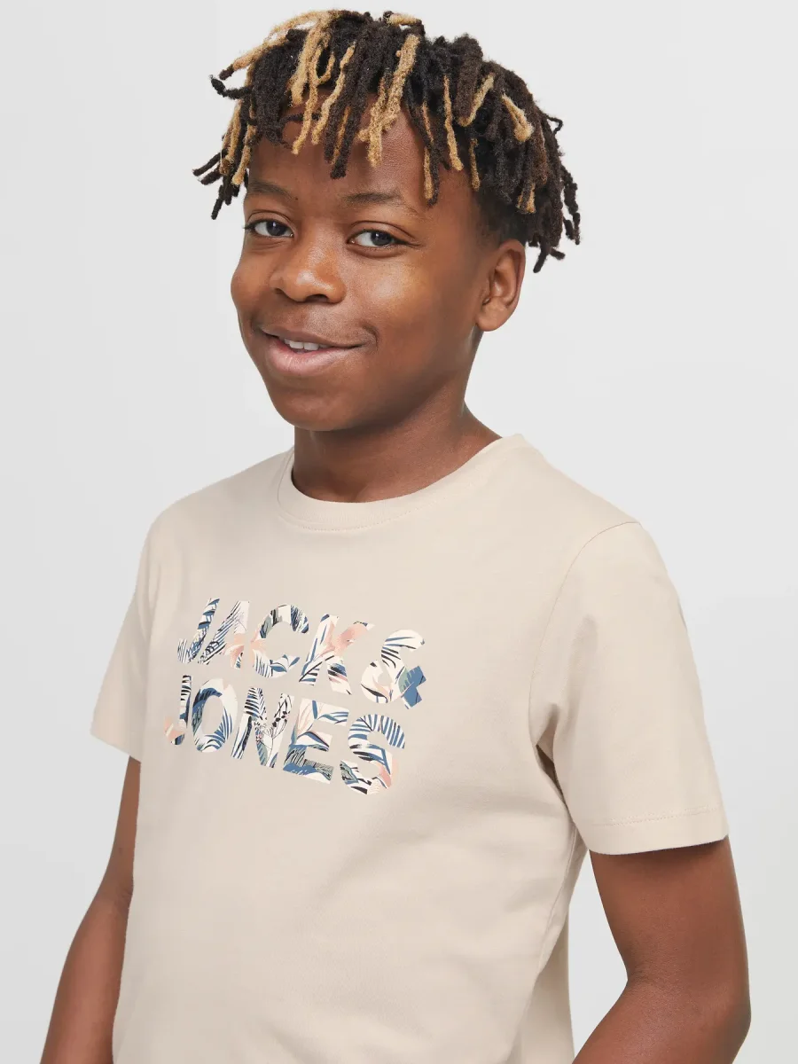 JACK & JONES JUNIOR T-SHIRT SUMMER VIBES - Col. Beige - immagine 3
