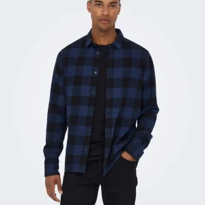 CAMICIA IN FLANELLA A QUADRI - col. Blu/Nero