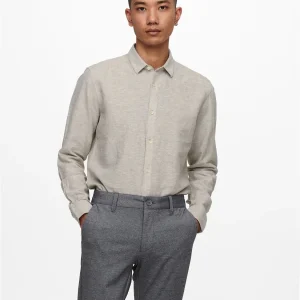 CAMICIA IN MISTO LINO - col. Chinchilla