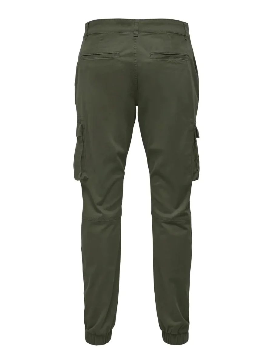 ONLY & SONS PANTALONI CARGO CON TASCHE LATERALI - Col. verde - immagine 7