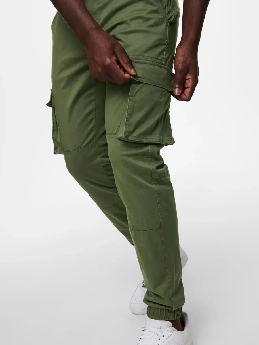 ONLY & SONS PANTALONI CARGO CON TASCHE LATERALI - Col. verde - immagine 5