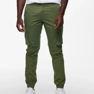 ONLY & SONS PANTALONI CARGO CON TASCHE LATERALI - Col. verde