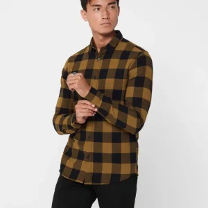 CAMICIA IN FLANELLA A QUADRI - col. marrone