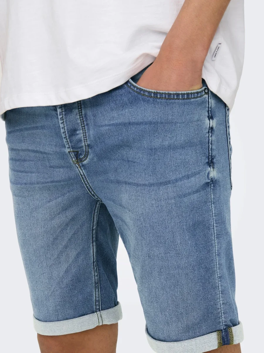 BERMUDA IN JEANS BASIC - BLUE DENIM - immagine 3