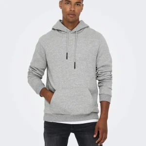 FELPA CON CAPPUCCIO FELPATA - Light Grey