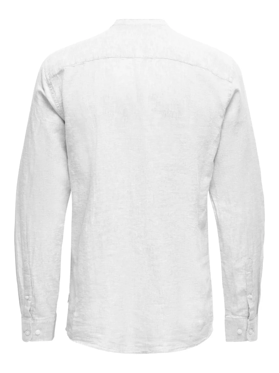 CAMICIA IN MISTO LINO CON COLLO COREANA - col. bianco - immagine 3