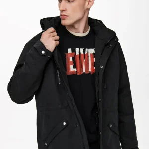 GIUBBINO PARKA CON TASCHE FRONTALI E CAPPUCCIO - col. nero