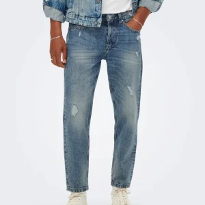 CROPPED BLUE JEANS CON PICCOLI STRAPPI