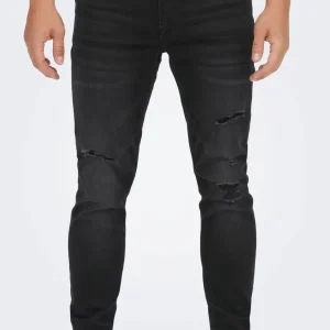 SLIM BLACK JEANS CON STRAPPI