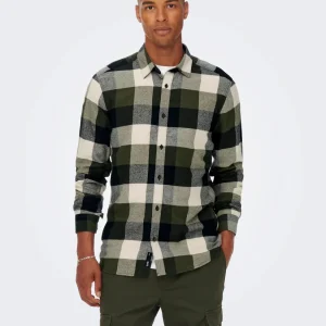 CAMICIA IN FLANELLA A QUADRI - col. Forest night