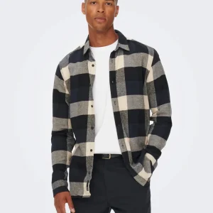 CAMICIA IN FLANELLA A QUADRI - col. Dark Navy