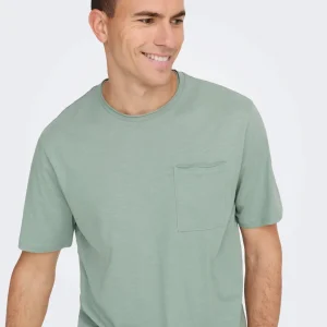 T-SHIRT BASIC CON TASCHINO - Col. verde acqua